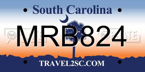 MRB824 South Carolina License Plate