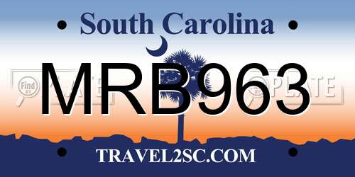 MRB963 South Carolina License Plate