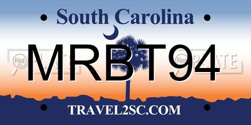 MRBT94 South Carolina License Plate
