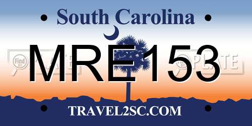 MRE153 South Carolina License Plate
