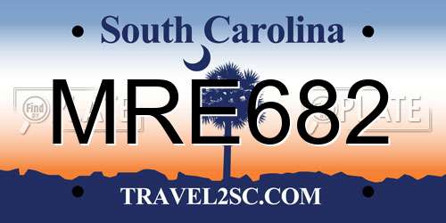 MRE682 South Carolina License Plate