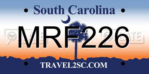 MRF226 South Carolina License Plate