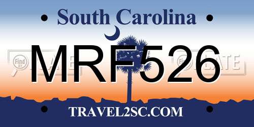 MRF526 South Carolina License Plate