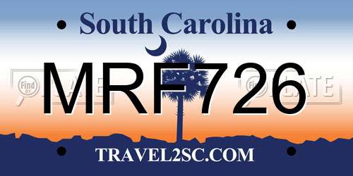 MRF726 South Carolina License Plate