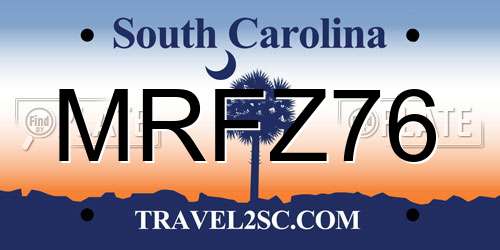 MRFZ76 South Carolina License Plate