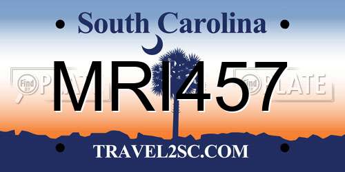 MRI457 South Carolina License Plate