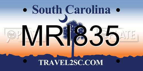 MRI835 South Carolina License Plate