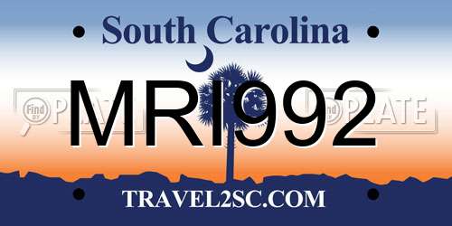 MRI992 South Carolina License Plate