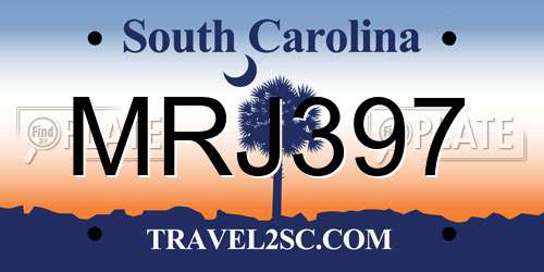 MRJ397 South Carolina License Plate