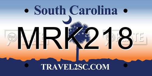 MRK218 South Carolina License Plate