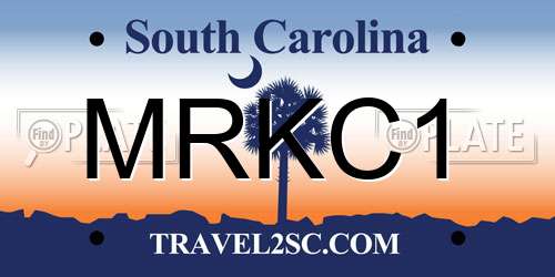 MRKC1 South Carolina License Plate