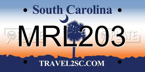 MRL203 South Carolina License Plate