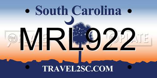 MRL922 South Carolina License Plate