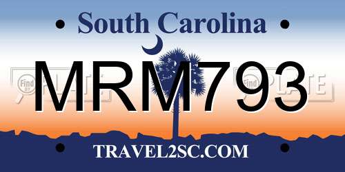 MRM793 South Carolina License Plate