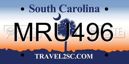 MRU496 South Carolina License Plate