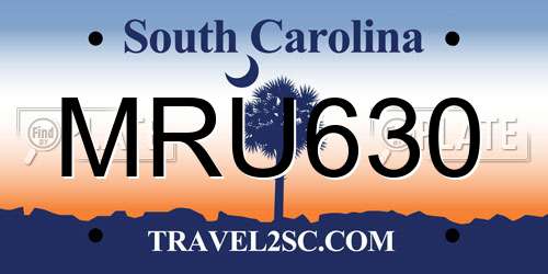 MRU630 South Carolina License Plate