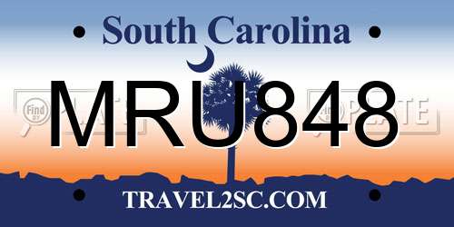 MRU848 South Carolina License Plate