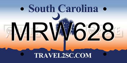 MRW628 South Carolina License Plate