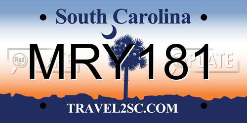 MRY181 South Carolina License Plate