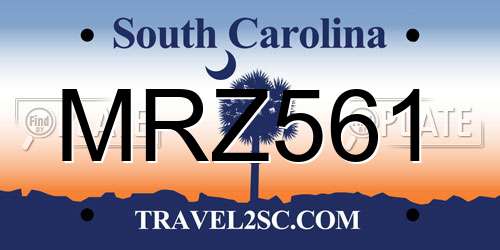 MRZ561 South Carolina License Plate