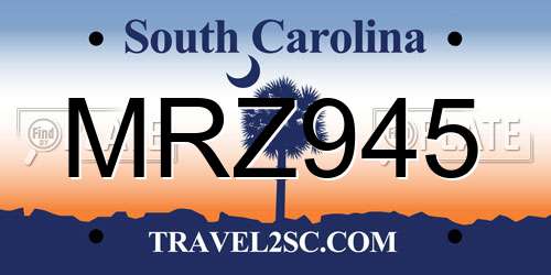 MRZ945 South Carolina License Plate
