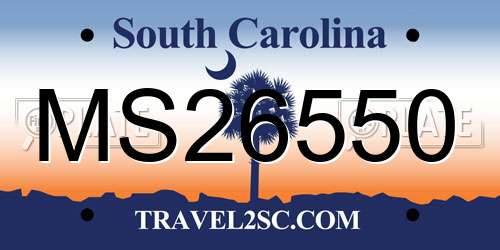 MS26550 South Carolina License Plate