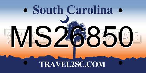 MS26850 South Carolina License Plate