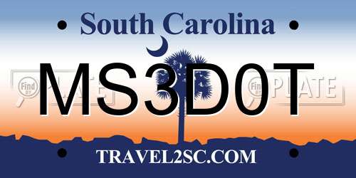 MS3D0T South Carolina License Plate