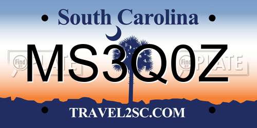 MS3Q0Z South Carolina License Plate