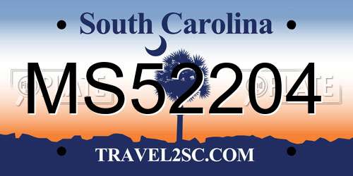 MS52204 South Carolina License Plate