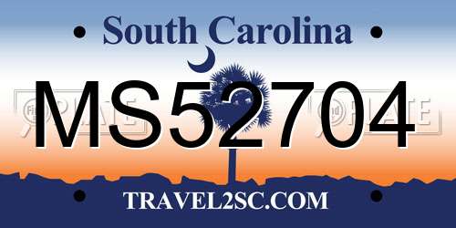 MS52704 South Carolina License Plate