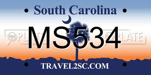 MS534 South Carolina License Plate