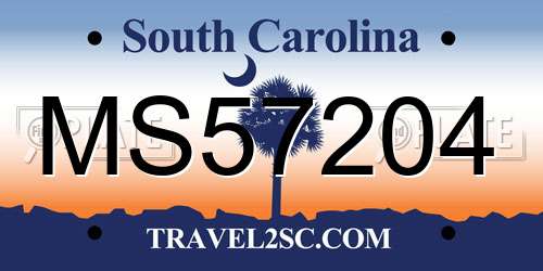 MS57204 South Carolina License Plate