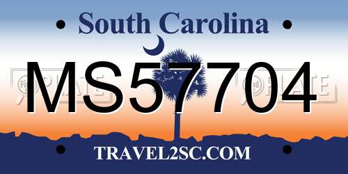 MS57704 South Carolina License Plate