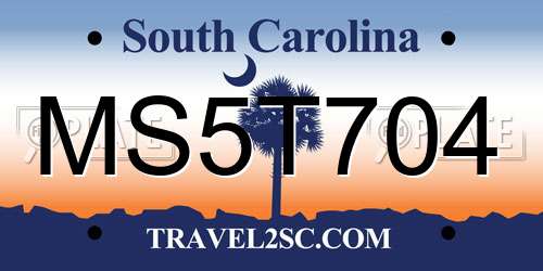 MS5T704 South Carolina License Plate