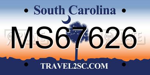 MS67626 South Carolina License Plate