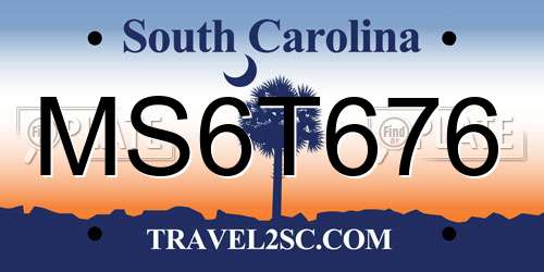 MS6T676 South Carolina License Plate