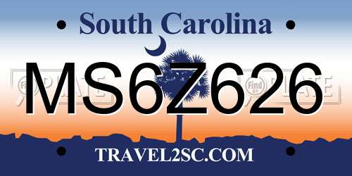 MS6Z626 South Carolina License Plate