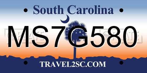 MS7G580 South Carolina License Plate