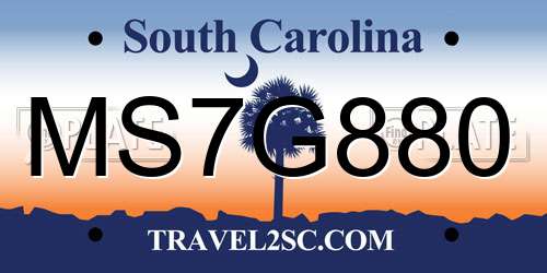 MS7G880 South Carolina License Plate