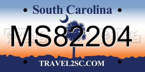 MS82204 South Carolina License Plate