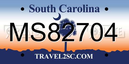 MS82704 South Carolina License Plate