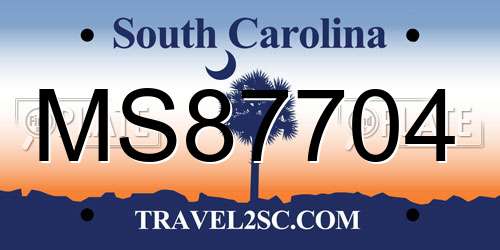 MS87704 South Carolina License Plate