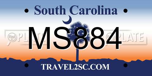 MS884 South Carolina License Plate