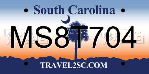 MS8T704 South Carolina License Plate