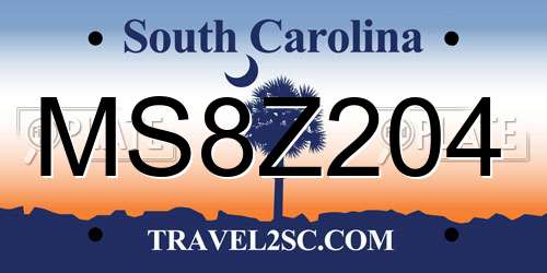 MS8Z204 South Carolina License Plate