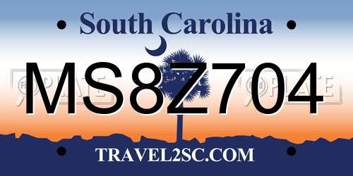 MS8Z704 South Carolina License Plate