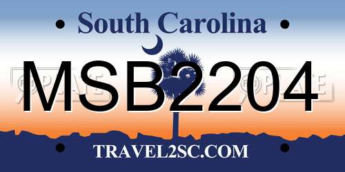 MSB2204 South Carolina License Plate