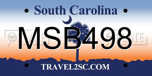 MSB498 South Carolina License Plate
