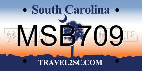 MSB709 South Carolina License Plate